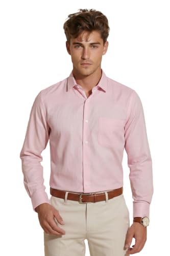 Image of Peter England Men's Classic Textured Slim Fit Full Sleeve Shirt | Wonder Fabric | Cotton Rich | Premium Dobby