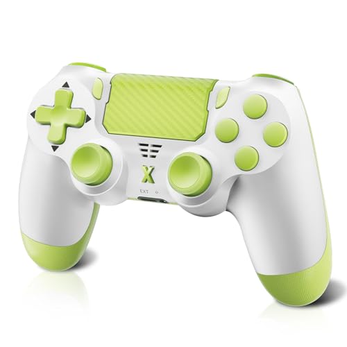 Quevati Wireless Controller für PS-4, Wireless Controller für Pro/Slim/PC, Bluetooth-Gamepad-Joystick mit Dual-Vibration, Touchpanel, 3,5-mm-Audiobuchse, sechs Achsen, verbesserte Ergonomie (Gelb)