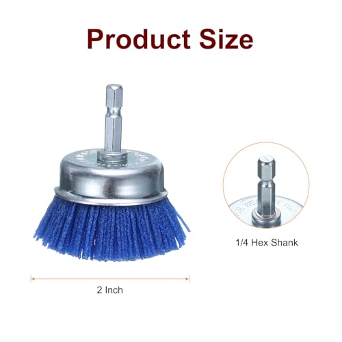 Image of HARFINGTON Nylon Filament Wire Wheel Cup Brush for Drill, Abrasive Brushes Set with 1 /4 inch Hex Shank, 2 inch, Used for Rust /Corrosion /Paint Removal and Scrub Surface