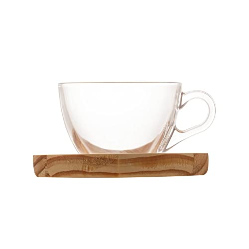 CJ 6 XÍCARAS CHÁ C/PIRES MADEIRA CORAÇÃO PINUS 190ml