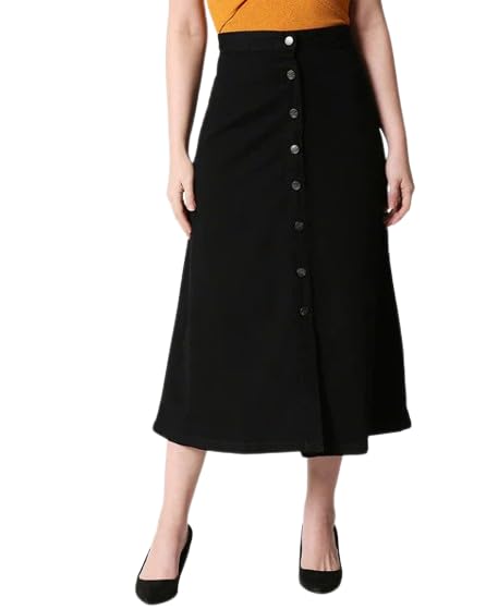 Codaisy Trendy Women’s Western Jeans Skirt – 34 Inches Long Black Denim A-line for Fashion, Casual, College, Office, Travel & Festive Occasions, Plus Codaisy Trendy Women’s Western Jeans Skirt – 34 Inches Long Black Denim A-line for Fashion, Casual, College, Office, Travel & Festive Occasions, Plus