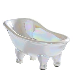 Keramische Witte Clawfoot Badkuip Zeepbakje voor Badkamer Douche Decoratieve Zeepbakje Sponshouder Douche Bar Zeepbak Container voor Badkamer, Douche, Aanrecht