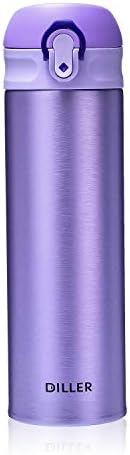 DILLER Vacuum Insulated Water Bottle,Stainless Steel Thermal Coffee Travel Mug BPA-Free Thermos Flask ,Keeps Cold 24H, Hot 12H,17 oz (purple)
