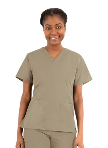 Maevn Women's Core Classic V-Neck Top(Khakhi, X-Small)