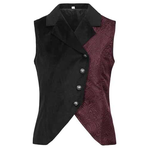 Mens Victorian Waistcoat Steampunk Jacquard Brocade Suit Vest Renaissance Retro Gothic Sleeveless Vests Outerwear
