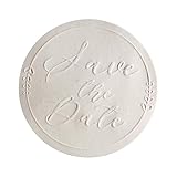 100x Embossed Save The Date Stickers Engagement Party Invitation Seals Calligraphy Stickers Wedding Announcement Round Sticker, Engagement Circle Label, Party Favor Sticker