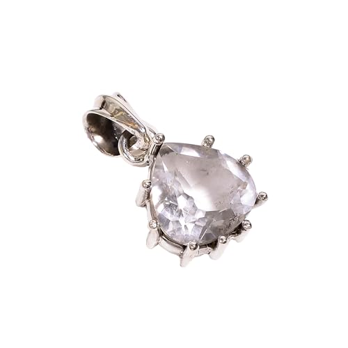 Pendentif en quartz rose naturel argent 925 fait main coeur raffiné