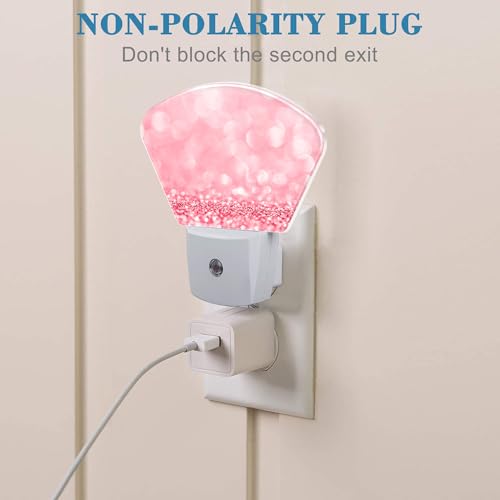 Image of Abstract Pink Glitter Plug in Night Lights, Beautiful Glitter Nightlight Plug Into Wall Dusk to Dawn Sensor for Kid Girls Boys Women Men Room, Hallway, Kitchen, Bathroom, Stairs Decor