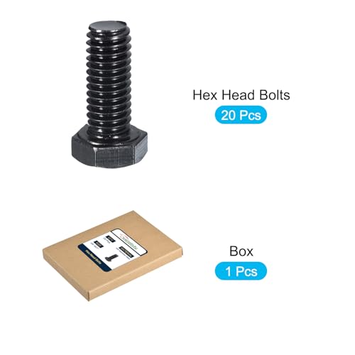 Image of METALLIXITY Hex Head Bolts (3 /8-16 x 1) 20Pcs, 304 Stainless Steel 18-8, Fully Threaded, External Hex Drive, Hex Head Screw Bolt, Black Oxide