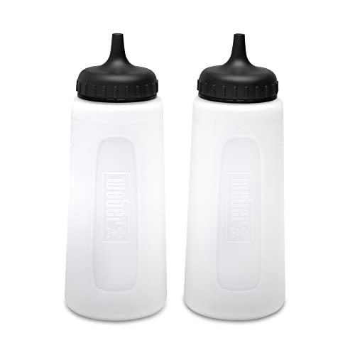 Weber Griddle Squeeze Bottles 16 oz NoSlip Textured Grip NoSpill Dispenser Bottles for Oil Water & Dressings BPAFree DishwasherSafe - Griddle Accessory