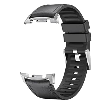 Pulseira Couro Híbrida LTimports compativel com Galaxy Watch8 Classic 46mm, Galaxy Watch 8 44mm e Galaxy Watch 8 40mm (LT-Preto)