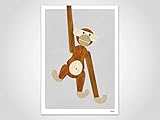 holzaffe dänisch  Holzaffe — Poster, Kunstdrucke, Deko, skandinavische Bilder, Poster Kinderzimmer, Pastell Poster, Affe, Tiere, Designaffe, Affe aus Holz, minimalistisch, Low-Poly-Poster, Weihnachten