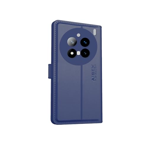 Image of AIBEX Compatible for Vivo X200 PRO 5G Flip Cover Leather Finish with Magnatic Closure | Inside TPU with Card Pockets | Wallet Stand | Complete Protection Flip Case -Blue