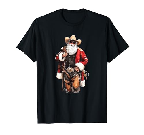 Hola, Santa Rodeo Country Western Cowboy, Feliz Navidad Camiseta