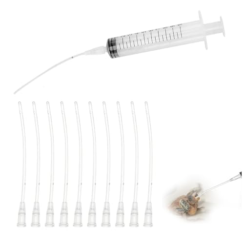 Yuannee Jeringa de Alimentación,Jeringa 10ml y 10 Tubos Reutilizable Jeringuilla para Palomas Gorriones y Pájaros Jóvenes Herramienta de Alimentación Manual Jeringuilla con Tubos para Leche Agua