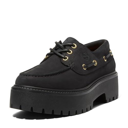 Timberland Timberland Women’s Stone Street Platform Boat Shoe, Black, 8 Medium