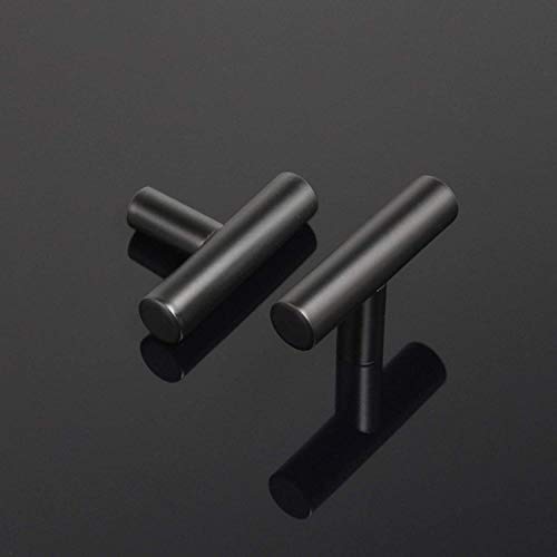 Image of Probrico 12 Pack| 2 Inch Flat Black Cabinet Knobs Euro Bar Pull Single Hole Knobs Drawer Handles Stainless Steel Kitchen Cabinet Hardware