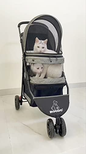 Pet Dog Cat Stroller Small Medium 30 Lbs Double Puppy Doggy Animal Lightweight Travel Portable 2 3 Wheel Carrier Pram (Grey) #TOP2