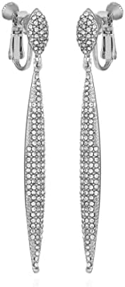 Vince Camuto Silver-Tone Crystal Glass Stone Spear Drop Earrings For Women