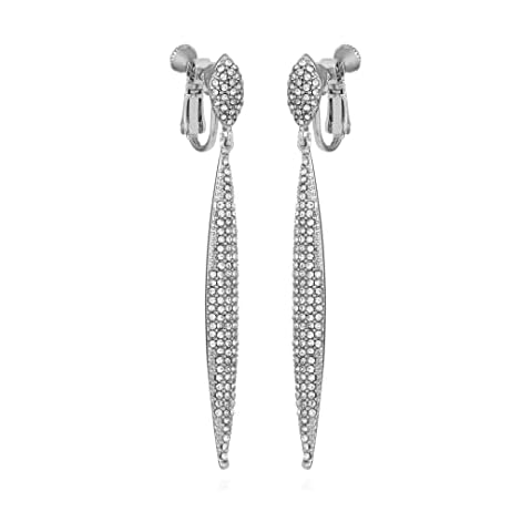 Vince Camuto Silver-Tone Crystal Glass Stone Spear Drop Earrings For Women Cover