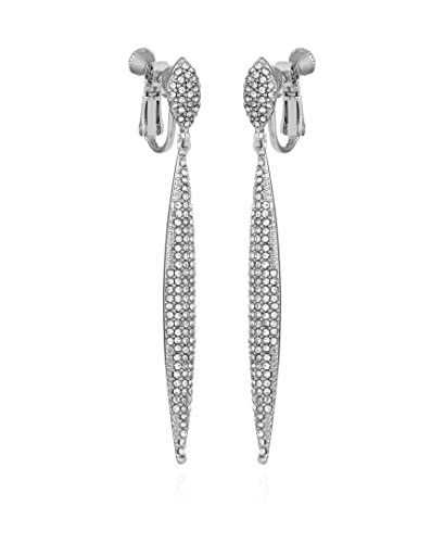 Vince Camuto Silver-Tone Crystal Glass Stone Spear Drop Earrings For Women #TOP1