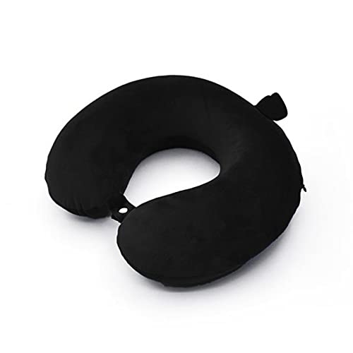 Memory Foam Travel Pillow,Neck Pillow for Traveling,Head Neck Support Airplane Pillow for Traveling, Car, Home, Office, Travel Neck Pillow with Attachable Snap Strap Soft Washable Cover(Black)
