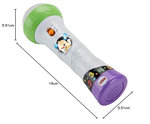 Fisher-Price Lernspaß Mikrofon - musikalisches Lernspielzeug mit Aufnahme- und Abspielfunktion, Liedern, Lichtern und Karaoke-Funktion, regt zur Bewegung an, ab 18 Monaten, Version: Italienisch, FBP33