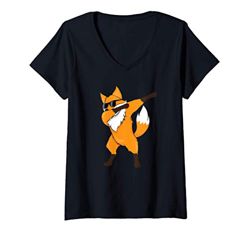 Mujer Dabbing Fox Dab Funny Gift idea for men women kids cute Camiseta Cuello V