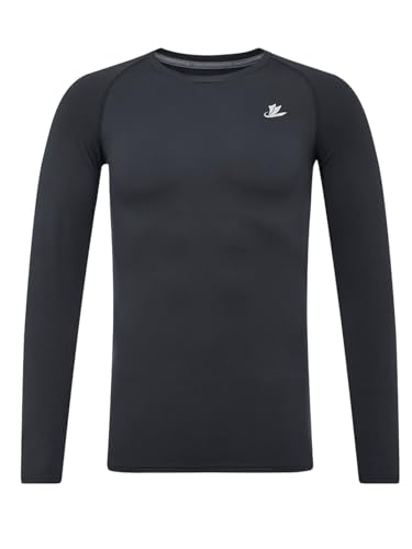 Image of DEVOROPA Youth Boys Compression Shirt Long /Short Sleeve Football Baseball Undershirt Quick Dry Kids Sports Baselayer Crewneck