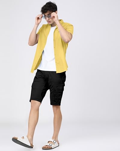 Image of BRUCEWANE Men's 100% Cotton Half Sleeve Shirt