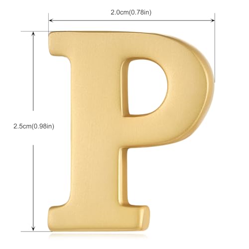 Image of HONEY BEAR Mens Womens Initial Alphabet Letter Lapel Pins Collar Badge Brooches for Business Wedding Graduation Gift Matte Gold 0.59 inches