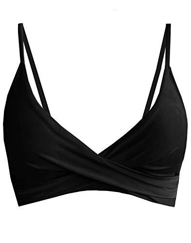 Balasami Women's Push Up Sexy V Neck Adjustable Twist Ruced Front Bikini Swimsuit Top Only