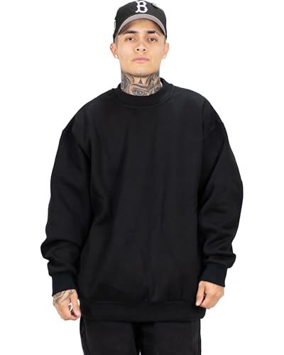 FB County Long Sleeve Crew Neck - 13oz Heavy Cotton-Poly Fleece - Unisex Relaxed Fit Collared Thick Sweatshirt