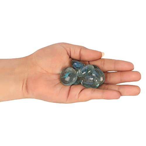 Image of Color Stone Decorative Shiny Glossy Flower Glass Pebbles for Vase Fillers Plant Pots Home Table Garden & Outdoor Decoration (Blue 2 kg)