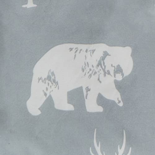 4-Piece Lodge Printed Ultra-Soft Microfiber Sheet Set. Beautiful Patterns Drawn From Nature, Comfortable, All-Season Bed Sheets. (Queen, Forest Animal - Light Grey) #TOP6