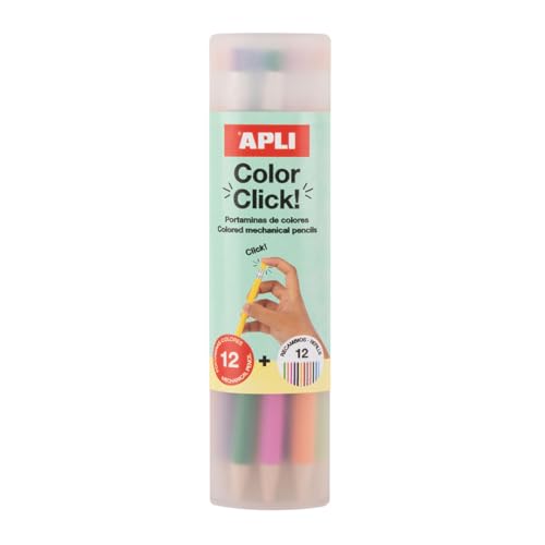 APLI 20080 - Portaminas de colores Color Click con sacapuntas y 12 minas de recambio incluidos