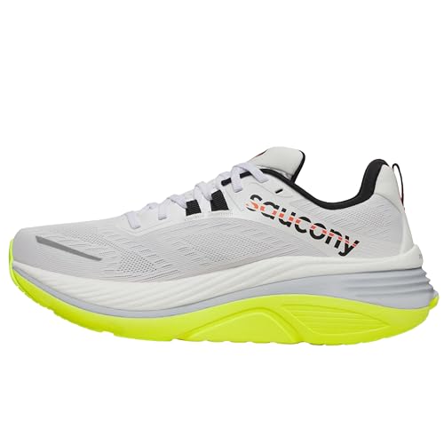 Saucony Men's Hurricane 24 Sneaker, White/Black, 11.5 Wide