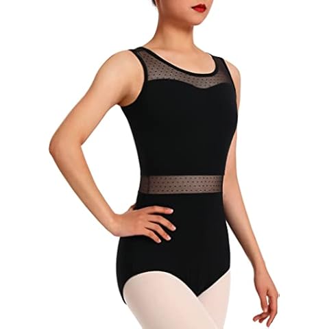 Tegmk Womens Dance Leotards for Ballet Tank, Mesh Hollow Waist, Water Drop Back(23607-06-XL) Cover