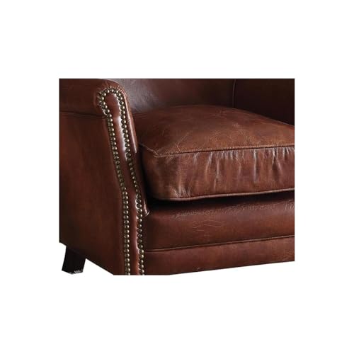 Sillón de Cuero Marrón con Ruedas y Detalle de Clavos miniatura 4