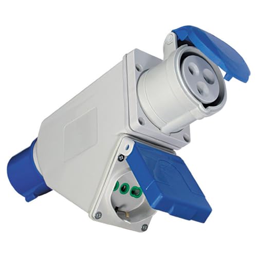Fanton 73107, Adaptateur industriel de prise CEE 16A à prise bipasso 16A universelle, IP44 pour ateliers, chantiers et usage extérieur