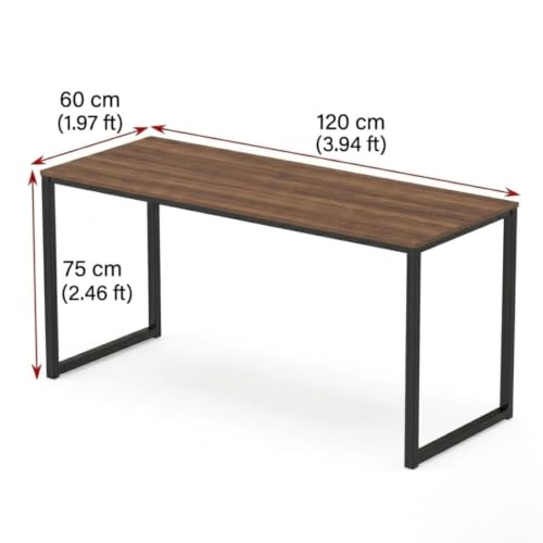 Image of Computer Desk for Home | Wooden Table for Work, Study | Wooden Study Table for Home | Workstation Desk for Laptop PC | Rustic Brown | 120 x 60 x 75 cm