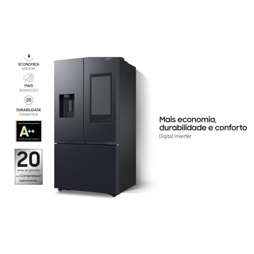 Geladeira Samsung Family Hub French Door RF27 com Soundbar com Dispenser de Água e Gelo 564L Black Inox