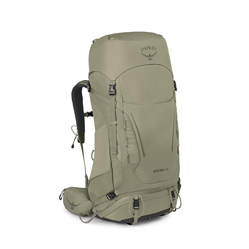 Osprey Kestrel 58L メンズ バックパッキングバックパック - ハイキング&キャンプバッグ 防水レインカバー付き オリーブタン L/XL（Amazon）