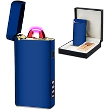 SKRFIRE USB Windproof Lighter High-Power Electric Arc, Rechargeable Plasma Lighter with Multi-Mode Flashlight & Battery Level Display, Designed for Camping, Cooking & TravelBlue