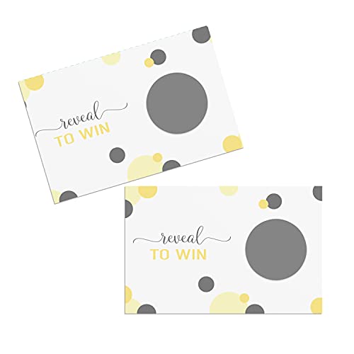 Yellow and Grey Scratch Off Game Cards (Pack of 30) Fun Idea for Baby Shower, Mama Bee Gender Reveal, Sprinkle, Reception â€“ Alternative to Raffle Tickets, Drawing Prizes - Reveal and Win Scratcher