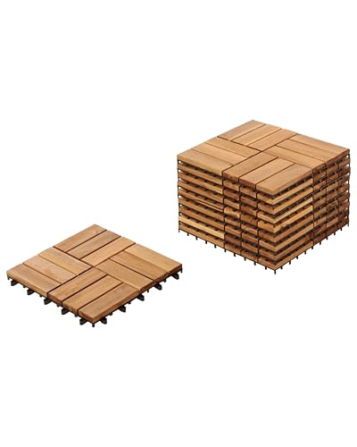 Revêtement de Sol Extérieur Parquet Jardin Patio Balcon Résistant aux Intempéries Bois d'Acacia Certifié Naturel Acerenza