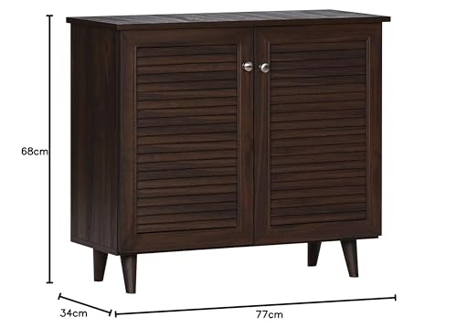 Image of DeckUp Noordin 2-Door Engineered Wood Shoe Rack (Walnut, Matte Finish), 34X77X68 Cm