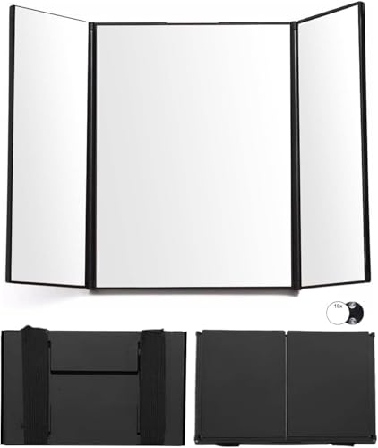 Xespis Miroir 360 Coiffure Homme, 3 Faces avec Crochets, Portable, Barbier, Pliable et Hauteur...