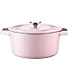 WJCCY Różowy żeliwny garnek z pokrywką piękna emaliowana powłoka żelazny garnek do zupy nadaje się do wszystkich płyt kuchennych