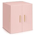 Dajasan Large Jewellery Box Organiser, 4-Layer Jewellery Storage Organiser with 3 Drawers, Jewellery Gift Box with Mirror for Women, Double Door Design, Ribbed PU Leather, Modern (Pink)